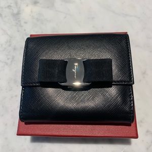 Salvatore Ferragamo Squared Black Leather Wallet